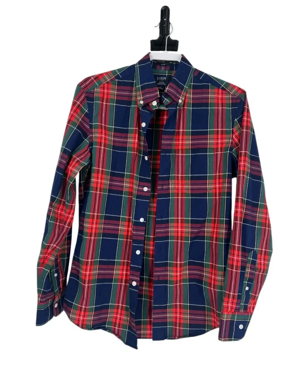 J. Crew Men’s Slim Fit Flex Plaid Button Down Shirt Small Navy Red Classic - Picture 3 of 8